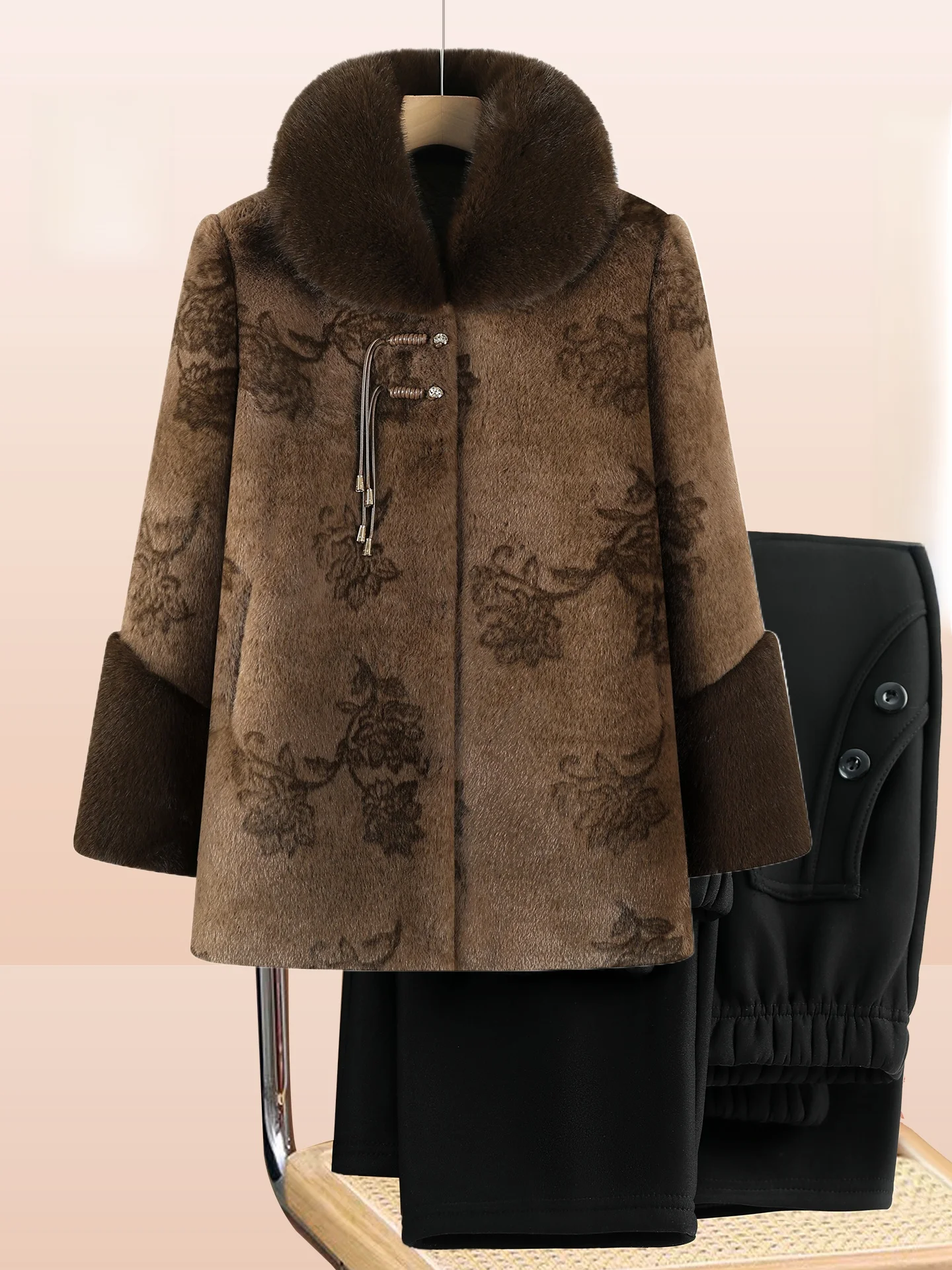 

andma Winter Faion Thiened Warm Faux Fur Collar Coat ly Women's Clothing Soft Cozy Outerwear for Seniors