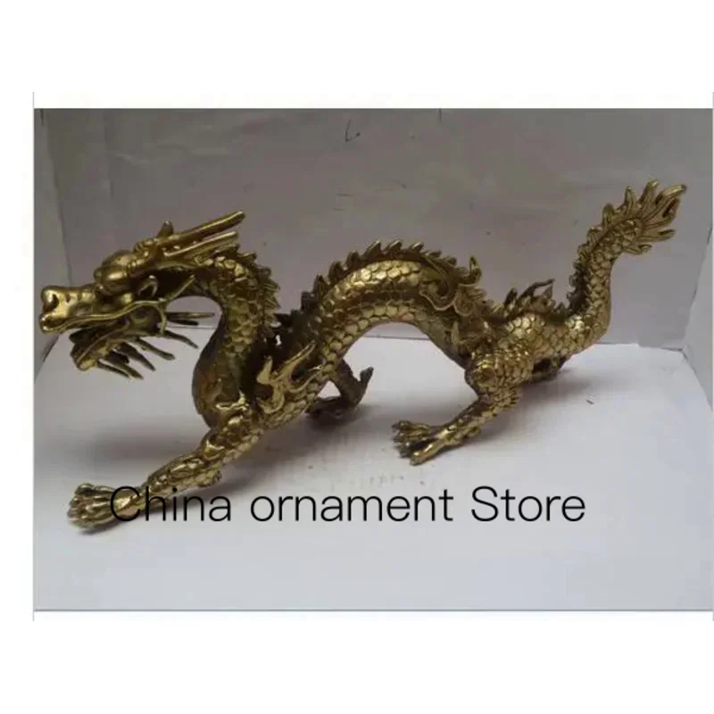 

Copper Long 11 inch Metal crafts Home Decoration Chinese Brass Carved Dragon Statue dragon Sculpture