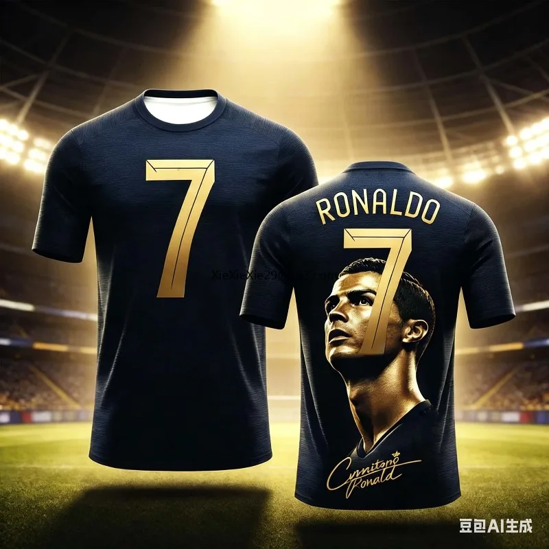Men's and Children's Fashion Ronaldo # 7 Jersey AI Summer Couple Quick Drying Adult Short Sleeved Commemorative Edition Gift