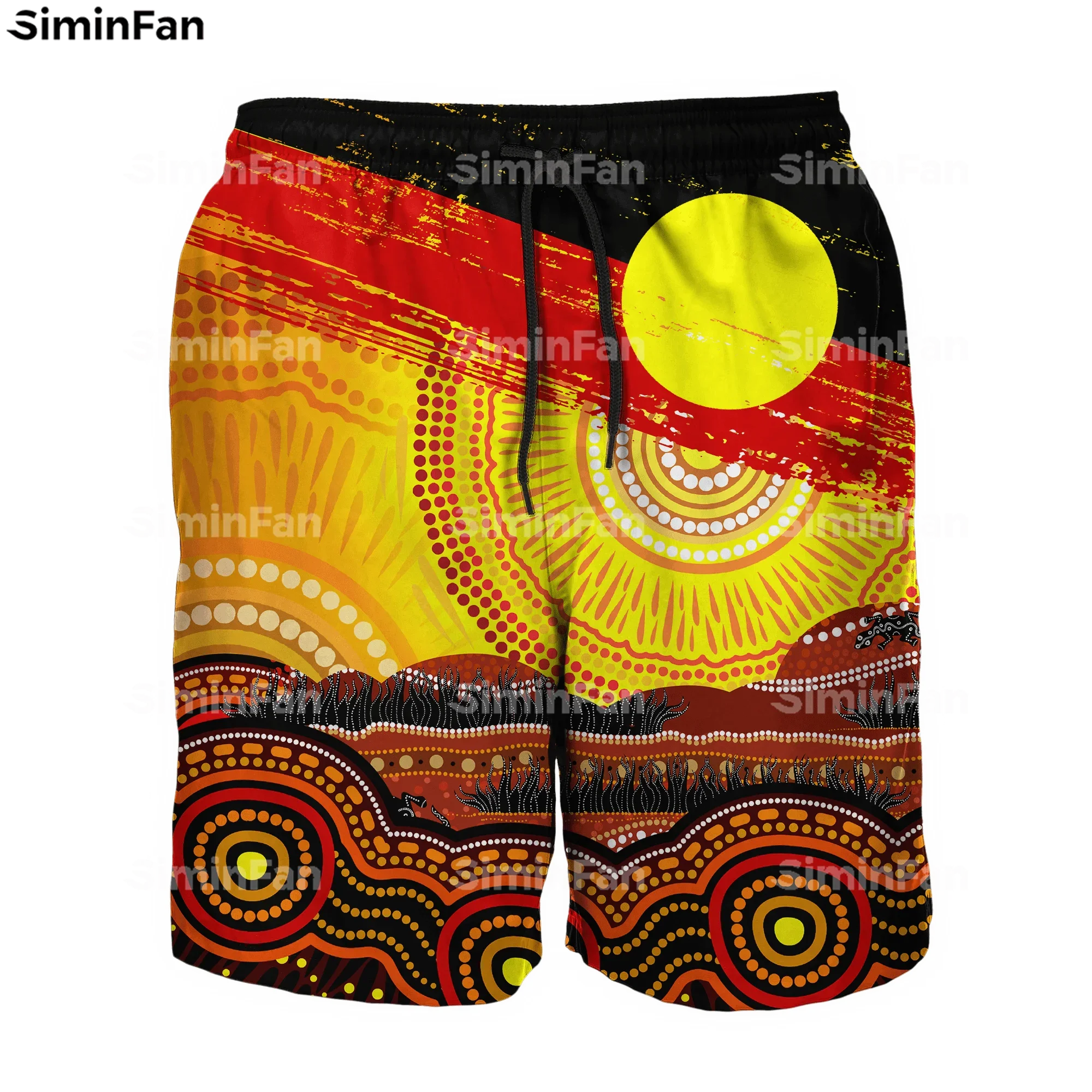 Aboriginal Australia Kangaroo 3D Printed Men Board Shorts Male Summer Beach Pant Elastic Waist Baggy Unisex Bottoms Sportswear 1