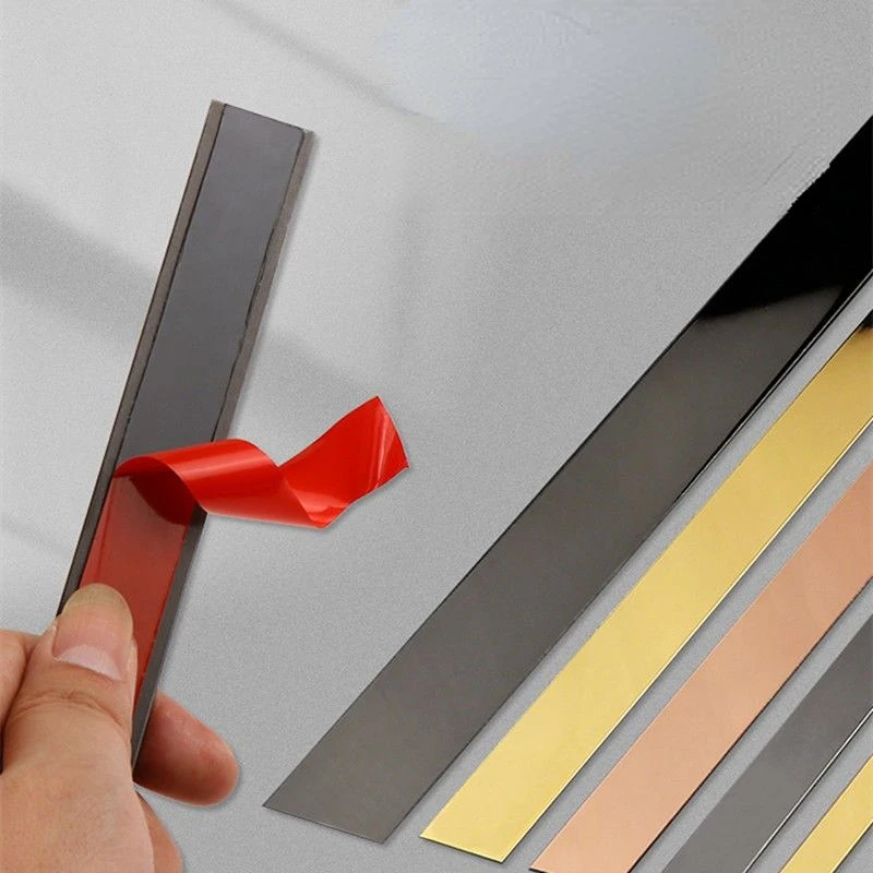 Stainless Steel Metal Flat Molding Black Titanium Background Wall Ceiling Edging Strip Hemming Strip Self-adhesive Wall Decor