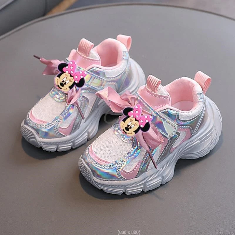 MINISO Mickey Minnie Sneaker Boys Shoe Leather Kids Shoes for Girl Lightweight Sports Running Tennis Boy Sneaker Walking Outdoor