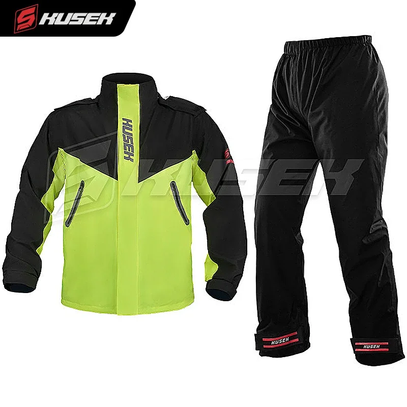 Motorcycle Raincoat Gear Men Women Waterproof High Visibility Reflective Breathable Resistant 2 Pieces Rain Suits with Hood