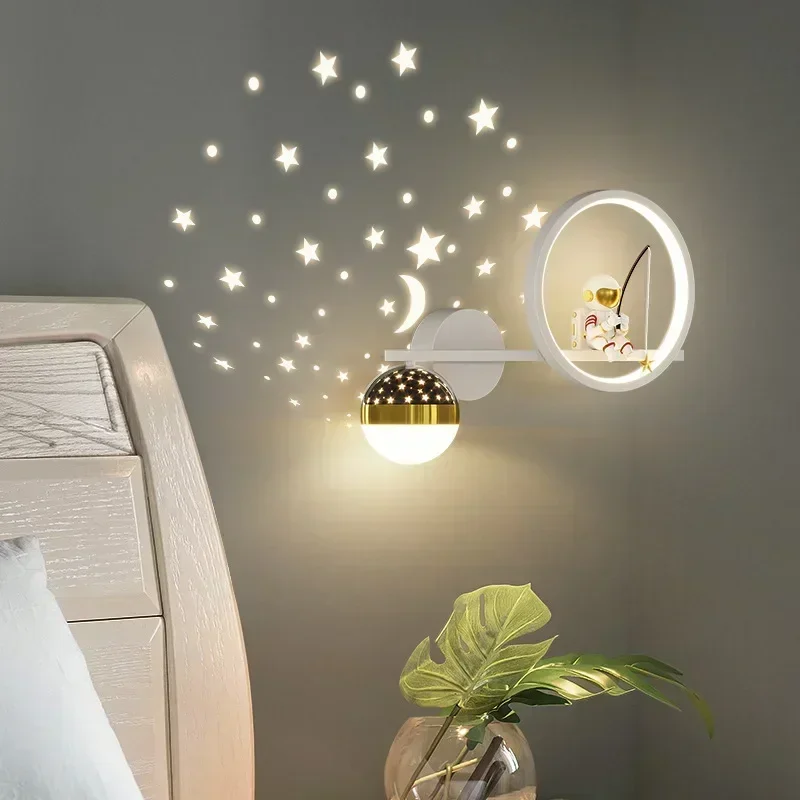 

Children's Living Room Wall Lamp Star Astronaut Projector Wall Light For Kid's Bedroom Bedside Home Indoor Lighting
