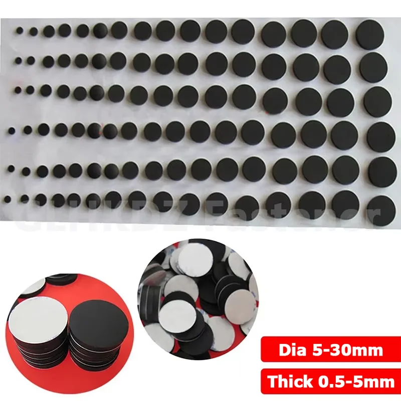 50pcs 5-30mm Anti-slip Black Self Adhesive Round Silicone Rubber Feet Pad Laptops Keyboards Calculators Monitors Anti-skid Pads