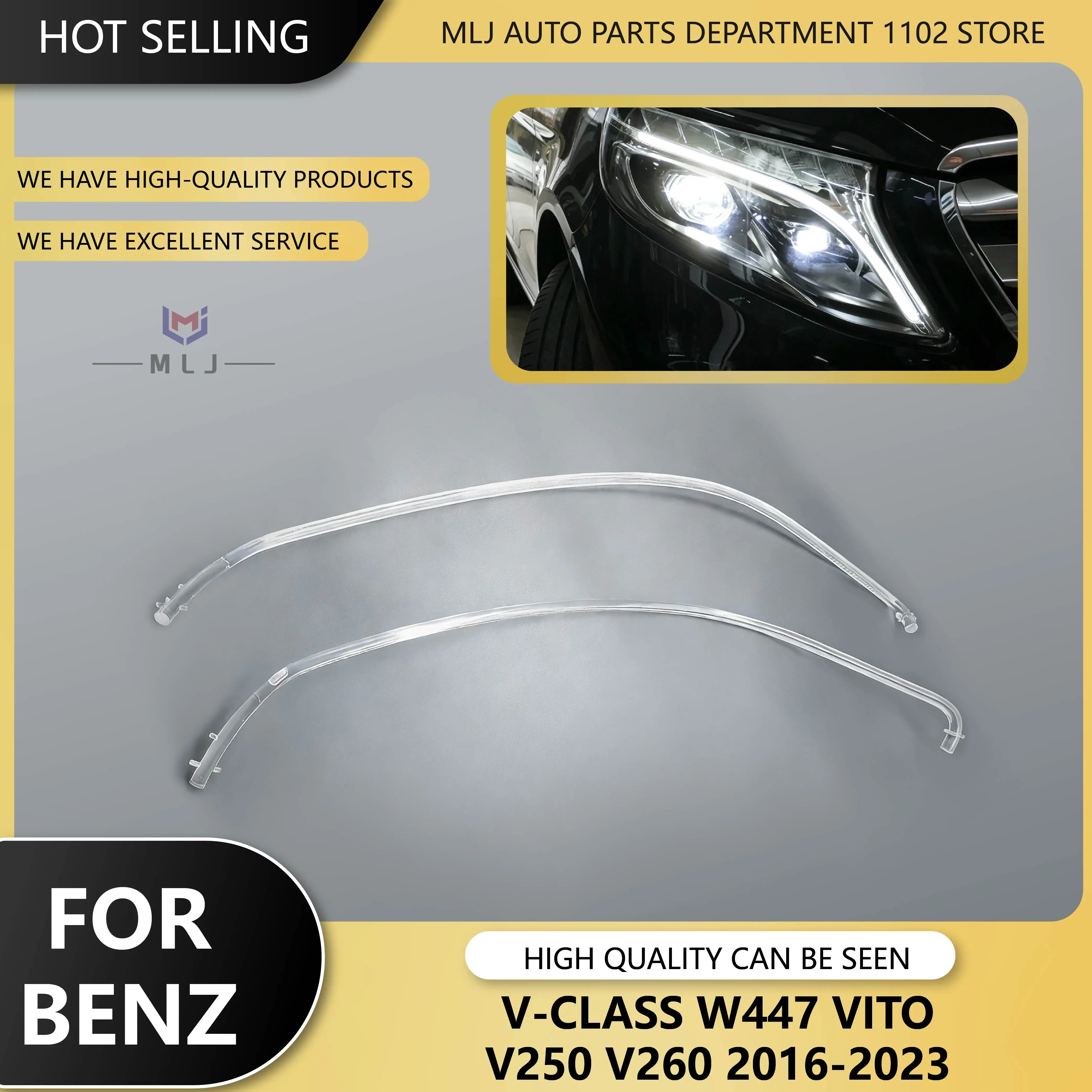For Mercedes Benz V-Class W447 Vito V250 V260 2016-2023 Headlight Strip Angel Eye Bar DRL Light Guide Plate Light Guide Tube