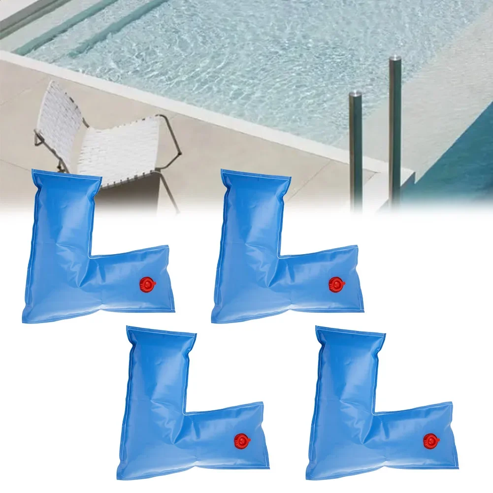 

4pcs Swimming Pool L-shaped Water Bag For Above Ground Pool Pool Cover Weights Pool Closing Winterizing Kit Accessories 60x60cm