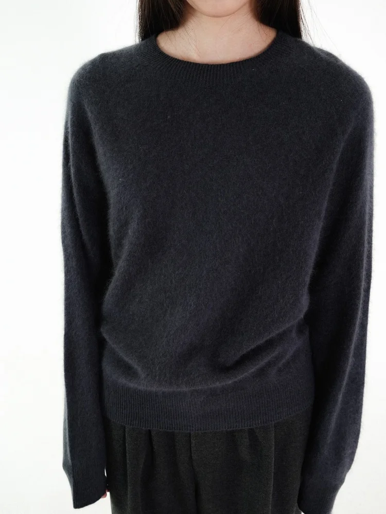 

Moo Camere Knitted Sweater Women's round Ne Plu Inner Wear Soft Warm Bla Woolen Top for Autumn Winter Commute