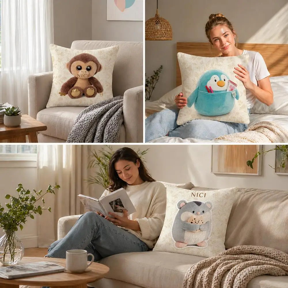 N-NICI Juego de fundas de cojín de lino natural, decoración todo en uno para sofá, dormitorio y silla