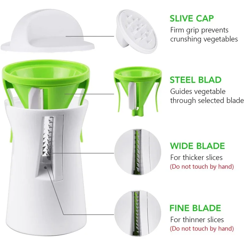 Heavy Duty Vegetable Spiralizer Slicer Portable Blades Spiral Slicer Cutter Zucchini Pasta Noodle Peeler Spaghetti Spiral