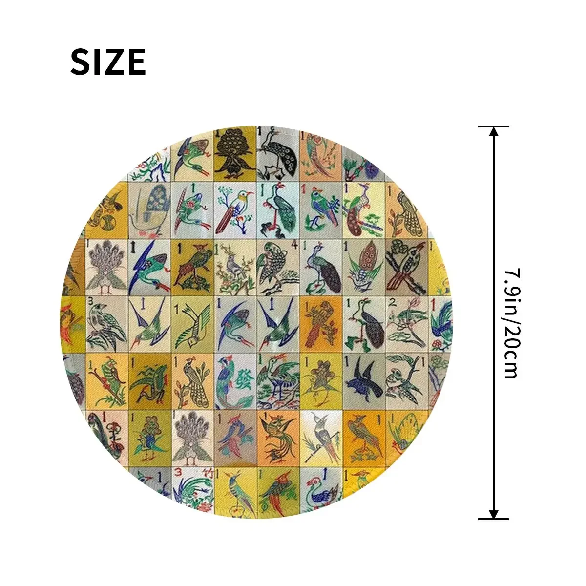 Mah Jongg Birds Mahjong Tiles Round Mouse Pad Computer Keyboard Mouse Mat Gaming PC Desk Mat Office Table Mats