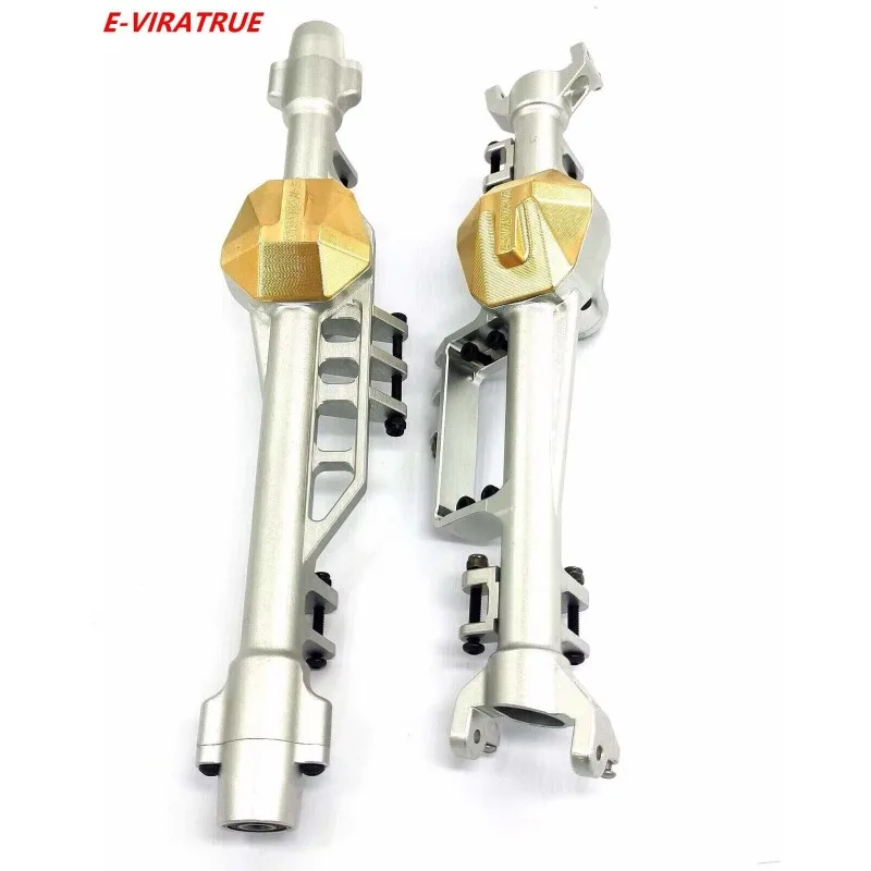 E-VIRATRUE 7075 Aluminum Front&Rear Axle Housing&Brass Weight Diff Cover For Axial Ryft RBX10 1/10