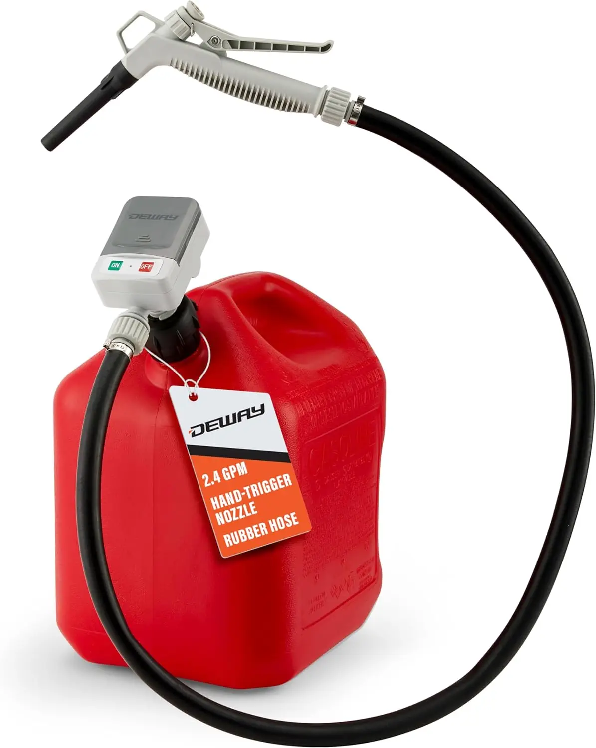 

Manual Fuel Transfer Pump with 2.4GPM Flow, 51" Hose & Battery Power for Gasoline, Diesel, Kerosene & Non-Potable Water