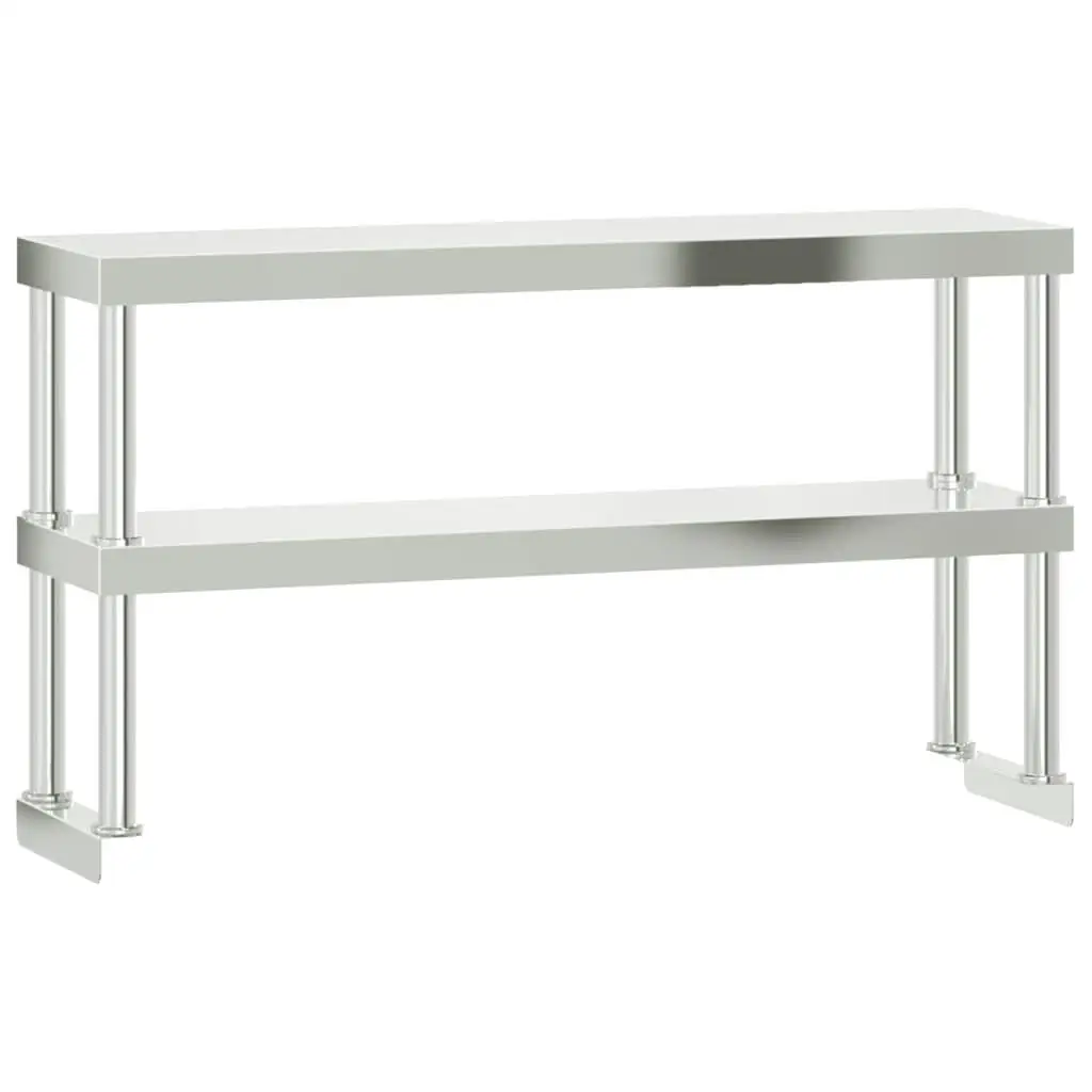 43.3'' Stainless Steel 2-Tier Work Table Overshelf - Durable Kitchen Storage Solution