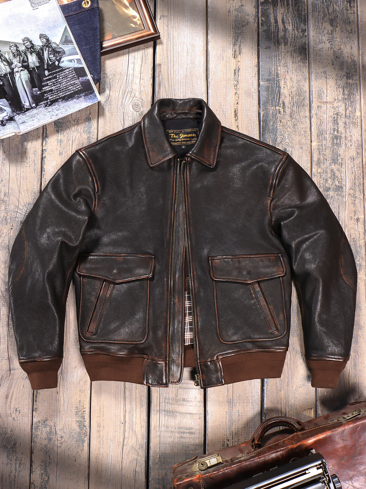 

Tailor Brando растительного дубления на водной основе, чайный сердечник из козьей кожи, американская винтажная куртка-авиатор, мужская куртка из натуральной кожи с лацканами