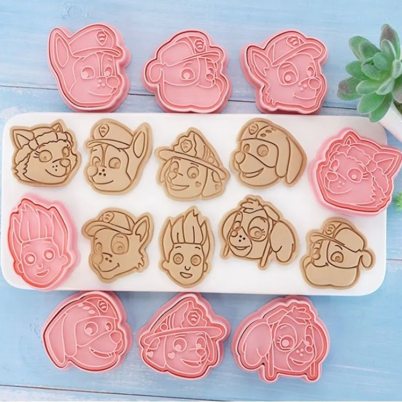 Creative New 8PCS PAW PATROL Cute Cartoon Biscuit Mold DIY Home Baking Tool 3D Stereoscopic Pressing Cookie Compression Molds