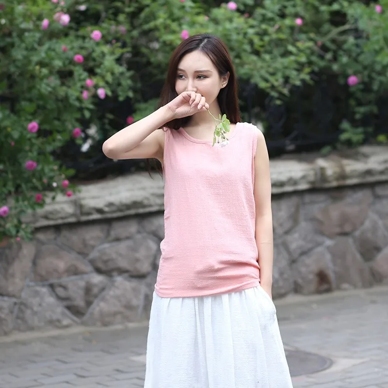 Gilet Svel da donna allentato in rayon di bambù artistico in cotone e lino Primavera Estate Nuovo Sle Home Wear Colore linea lunga