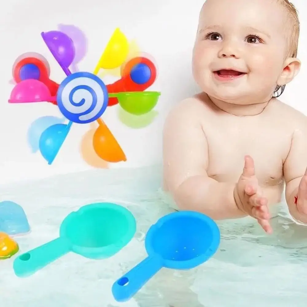ของเล่นอาบน้ำรูปกังหันลมพลาสติกหลากสี 2 ชิ้น พร้อมที่ยึดแบบสุญญากาศ พกพาสะดวก ของเล่นเสริมพัฒนาการสำหรับเด็กทารก เหมาะสำหรับเป็นของขวัญ