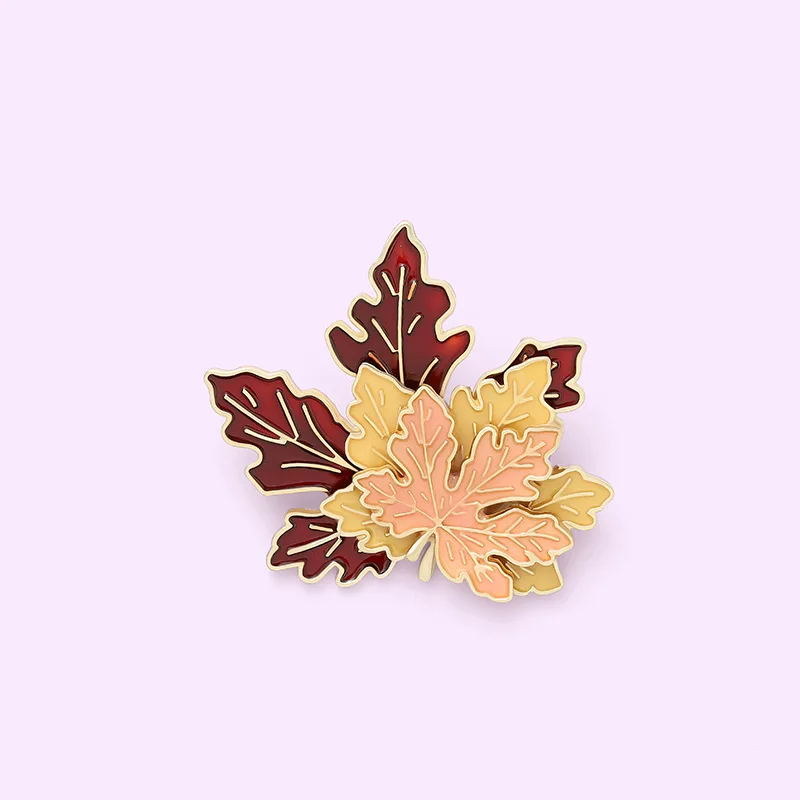 Maple Leaf Soft Enamel Pin Custom Multi-layer Brooches Bag Lapel Pin Cartoon Plant Jewelry Gift for Kids Friends