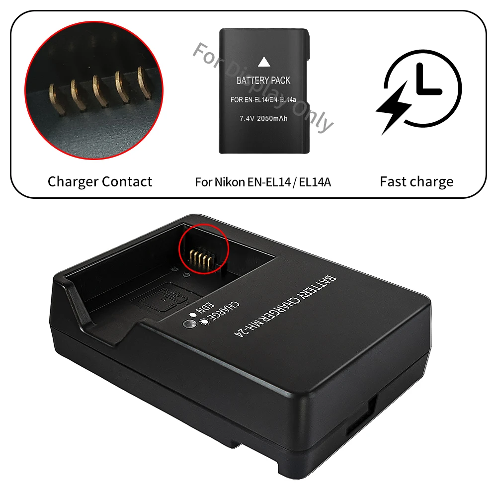 MH-24 Ladegerät für Nikon EN-EL14 14A Kamera, Akku P7000 P7100 D3100 D5100 D3200 US-Standard-Direkteinfügungsladung in der Wand