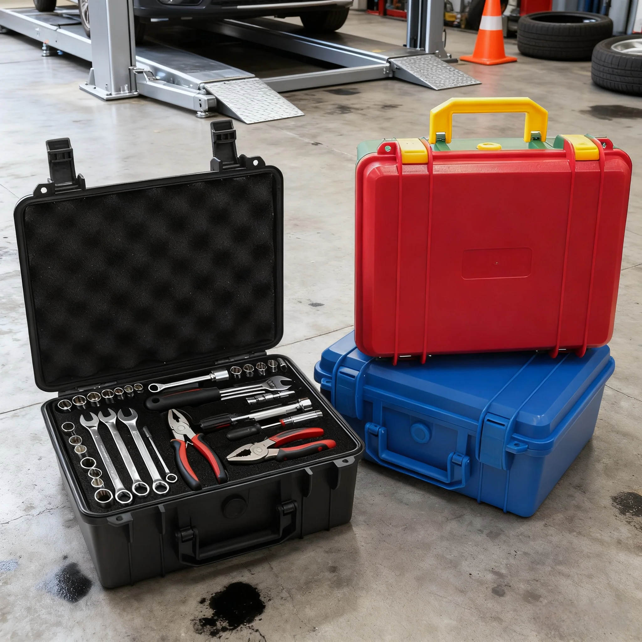 صندوق أدوات صيانة السيارات البلاستيكي المقاوم للماء والرطوبة مع إسفنجة، حقيبة تخزين الأجهزة المحمولة لحماية السلامة #5