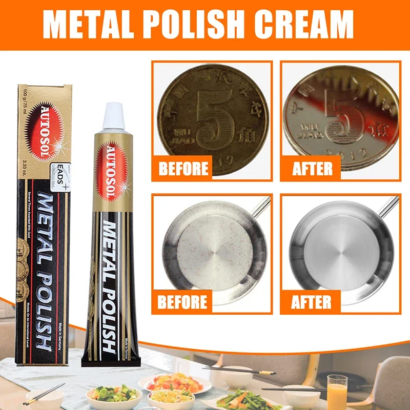 

1PC Metal Polish Autosol Cream Knife Machine Polishing Wax Mirror Metal Stainless Steel Watch Polishing Paste 75ml 100g