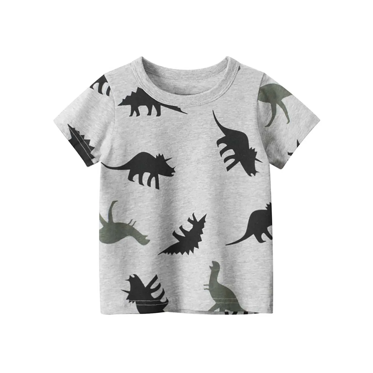 Summer Kids Baby Boys Girls Carton Printing Short Sleeve Crew Neck Cotton Basic T-Shirt