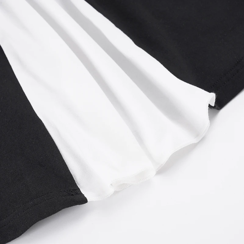 SUCHCUTE Vintage Fake Two Piece T-Shirts für Damen, Puffärmel, Patchwork, Schleife, schmaler quadratischer Kragen, Y2k, Freizeitkleidung, Sommer-Chic – Detail 8