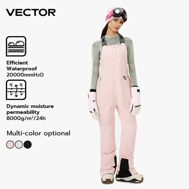 VECTOR Thick Men Women Ski Pants Straight Overalls Jumpsuit Skiing Bib Waterproof Winter Warm Windproof Outdoor Sports Snowboard