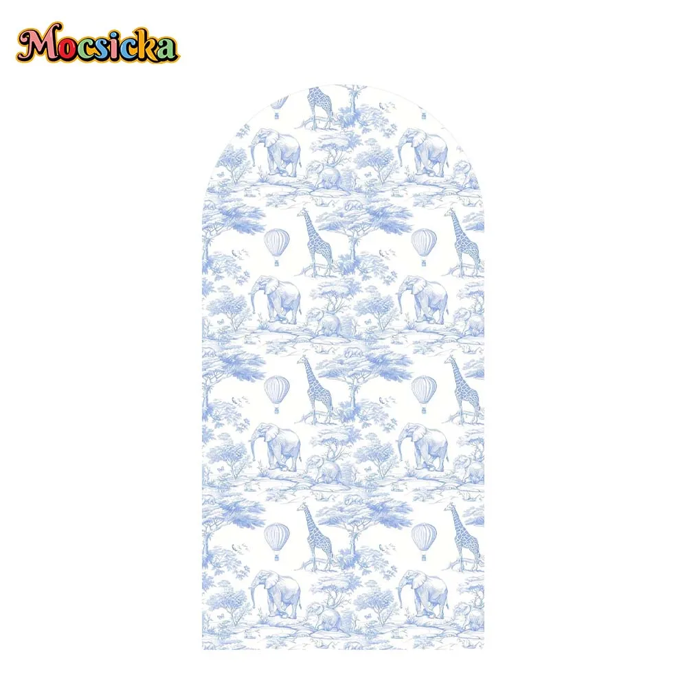 Mocsicka Arch Backdrop Custom 2-side Blue Giraffes Decor Kids Baby Shower Birthday Party Wedding Covers Chiara Backdrop Photo