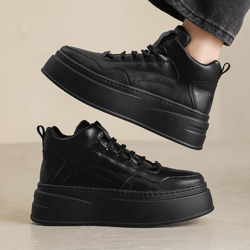 New Exquisite Men's Sneakers Fashion Personality Simple Casual Shoes Thick Soled Increased Breathable Running Sneakers