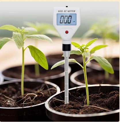 A22I EC Detektor Penganalisis Tanah -Uji Konduktivitas Penanaman Pot EC Meter Detektor Pertanian Bunga dan Tanaman -Putih