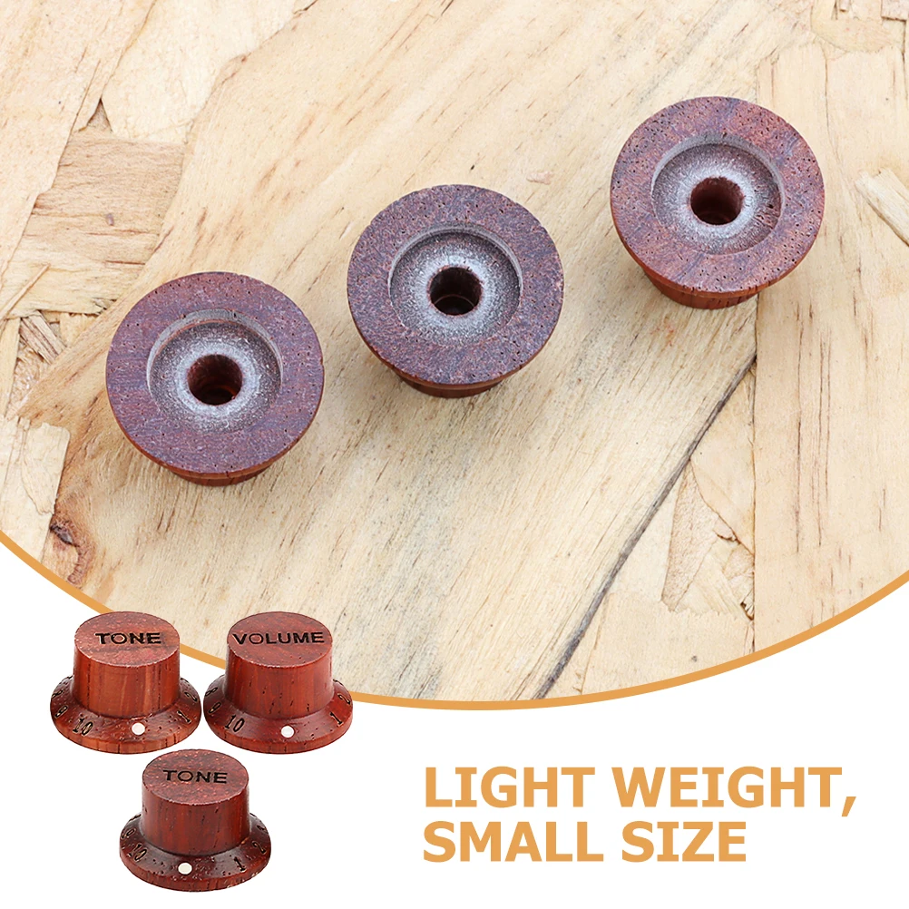 

3Pcs Wooden Guitar Knobs Volume Control Potentiometer Knob Set for Electric Instruments