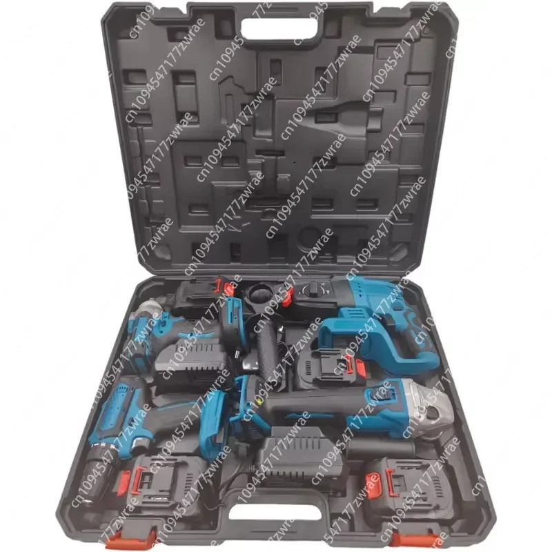 4-in-1 Brushless Cordless Power Tools Combo Kit with Hard Case Hammer Drill Impact Wrench Angle Grinder & Cordless Drill