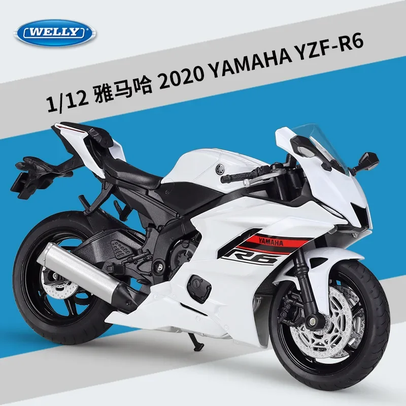 1:12 WELLY 2020 YAMAHA YZF-R6 Diecast Motorcycle Metal Vehicle Alloy Toy Model Car For Children Gift Collection