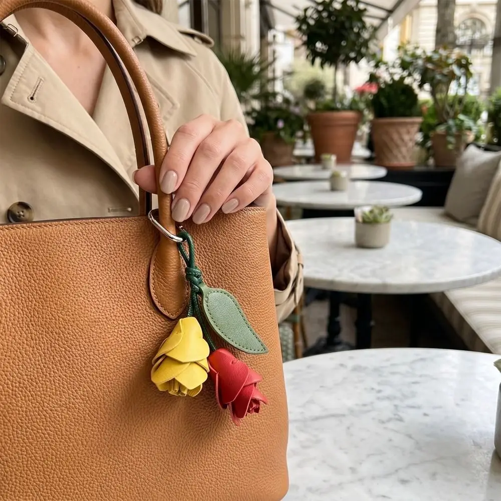 

Lovely Hanger Pu Leather Tulip Pendant Fashion Creative Bag Charm Colorful Bag Decoration Bag Accessory