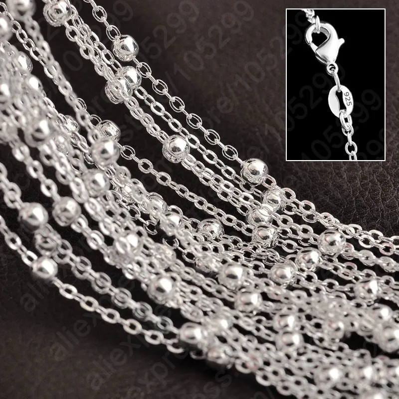 Wholesale 925 Sterling Silver Smooth Bead Chain Necklace for Women Men 5PCS 4MM 16-30 Inches Lobster Clasp Chains Jewelry