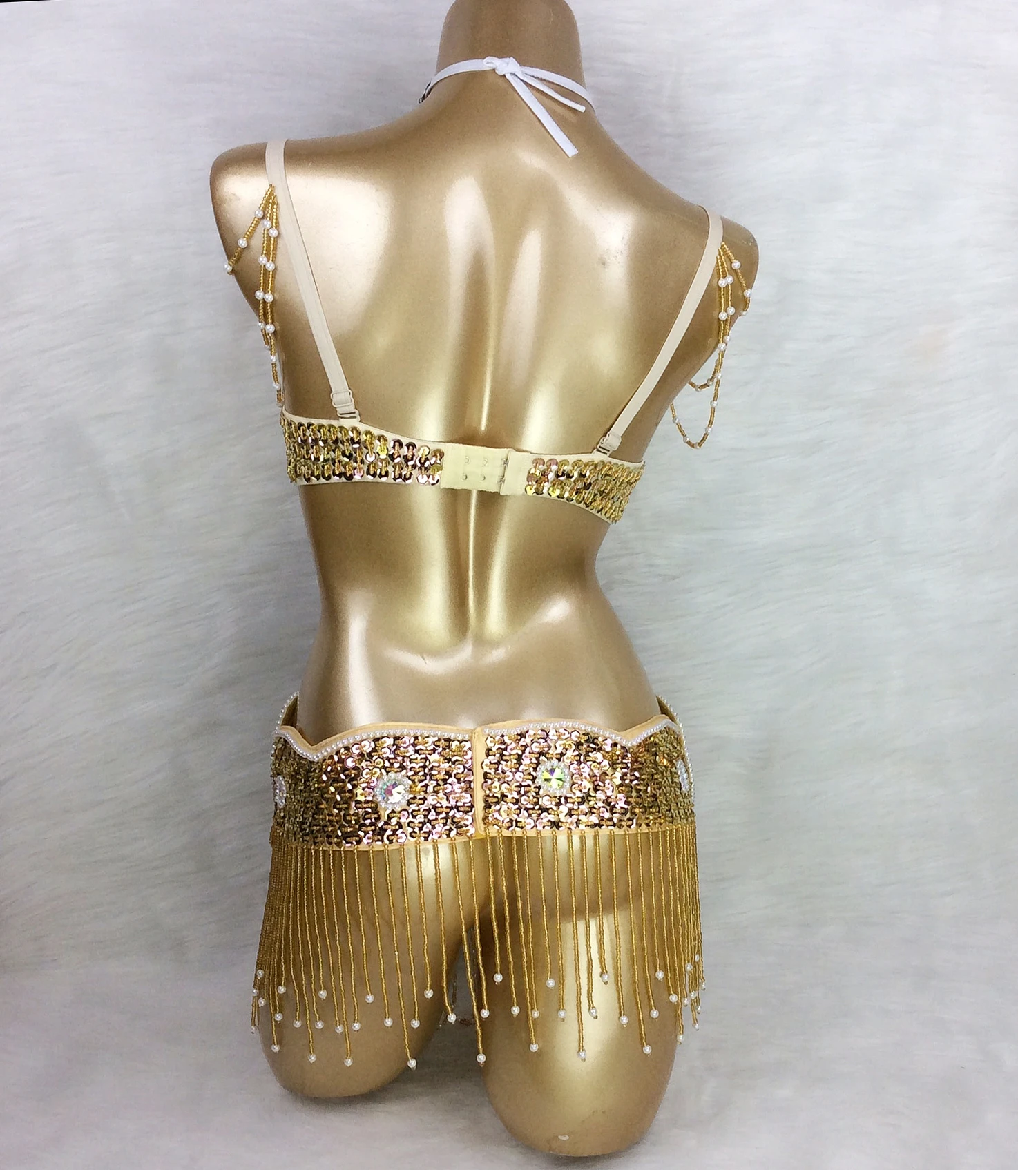 Biustonosz i pas do tańca brzucha, 2-częściowy zestaw dla dorosłych kobiet, akcesoria do tańca, taniec striptiz, występ w klubie nocnym, rekwizyty na wybieg.