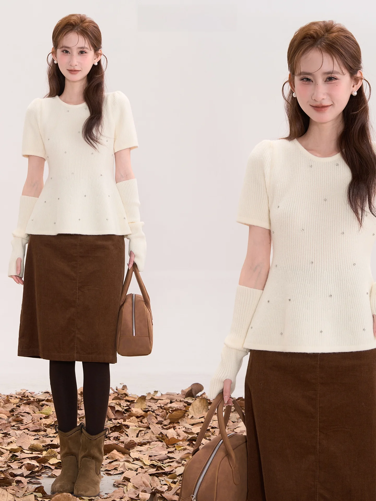 

Женский свитер Ele round Ne ort Sve с бриллиантовой отделкой, весенний, универсальный, с двусторонним носком, в китайском стиле