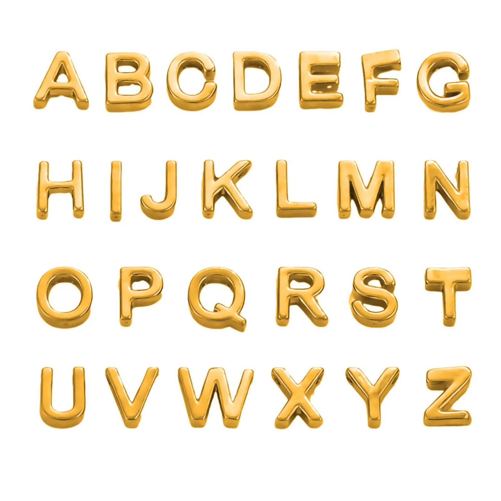 5 PCs 304 Stainless Steel Mini Charms 18K Gold Plated Capital Alphabet Initial Letter Message 