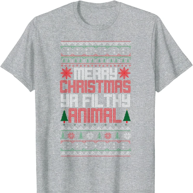 

Christmas Merry Xmas Ya Filthy Animal Meme Lol Ugly Camiseta Negro Crew Neck Short Sleeve Cotton Top All Seasons Casual Fashion