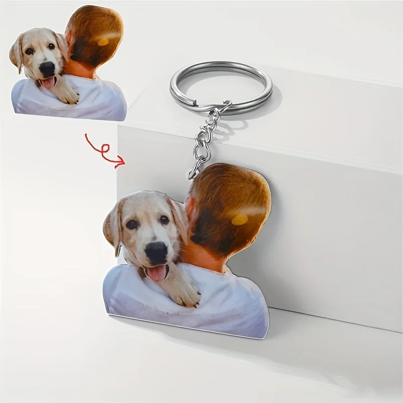 

Персонализированный брелок из нержавеющей стали с портретом питомца, индивидуальная печать высокого разрешения, милый и трогательный кулон-подвеска для рюкзака с памятью о питомце для пары