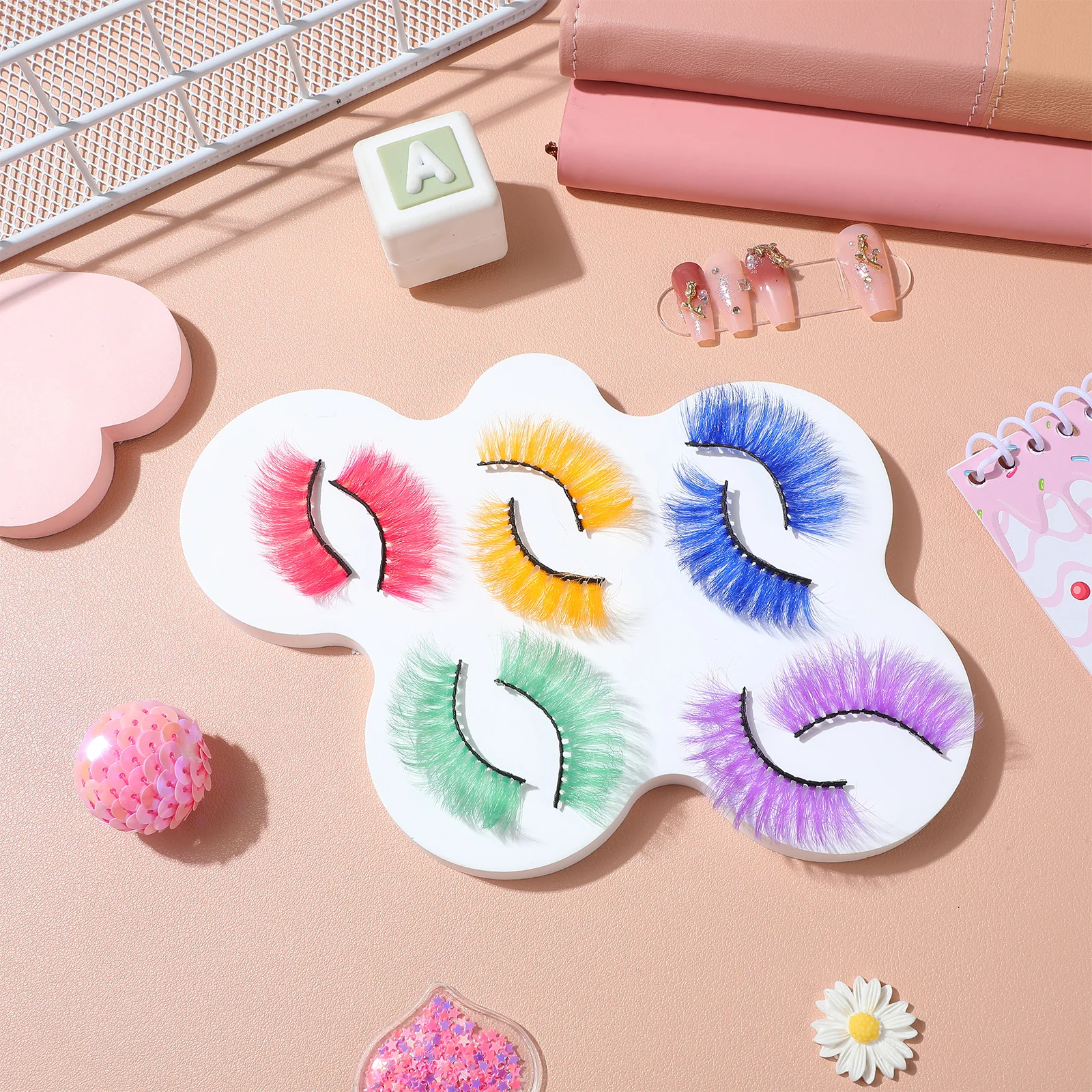 Cílios postiços 3d coloridos, maquiagem densa para mulheres, festa noturna, casamento, cosplay, acessórios para os olhos, ferramentas de beleza