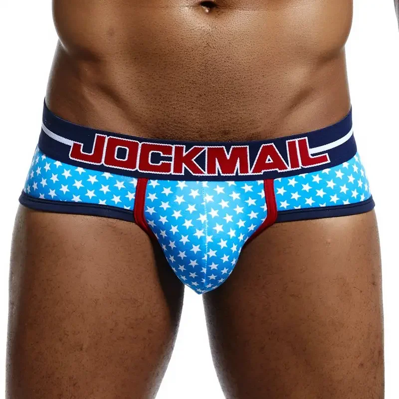 JOCKMAIL-ropa interior Sexy gay para hombre, calzoncillos con estampado, bolsa para bulto, suspensorio de cintura baja, algodón transpirable