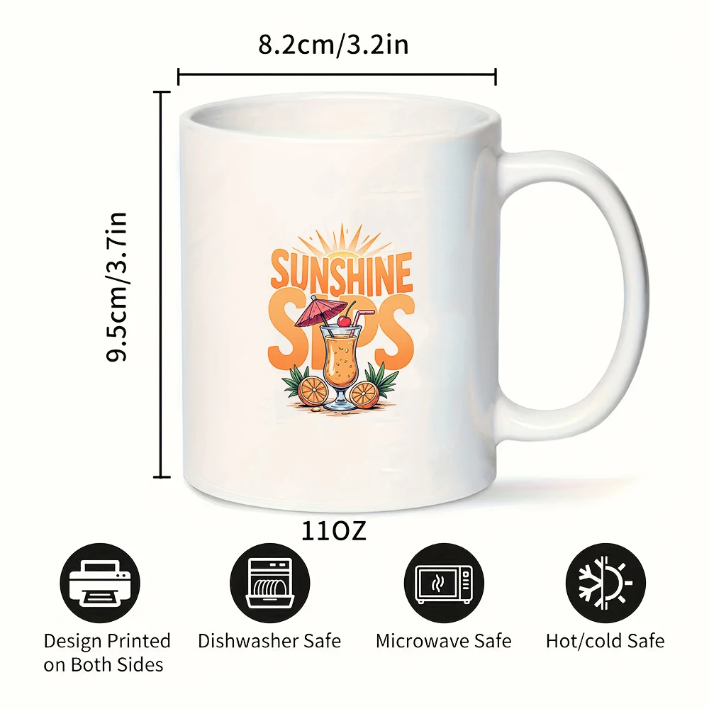 كوب مشروبات Sunlit سعة 11 أونصة - كوب مكتب للأطفال بتصميم Orange Sunny SUNSHINE لعيد الميلاد #3