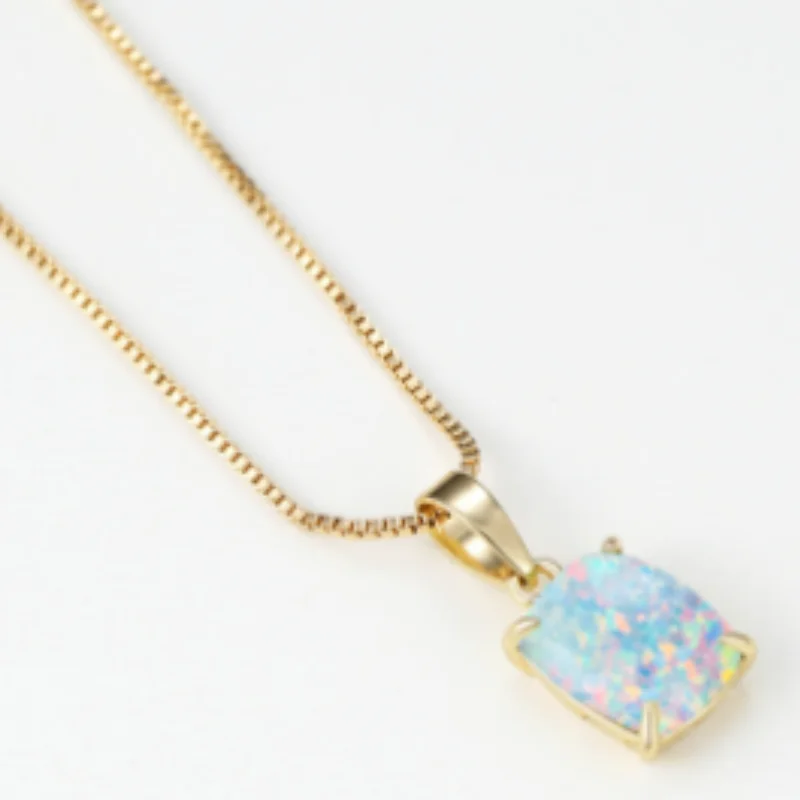 تصميم قلادة كلاسيكية رومانسية مع إكسسوارات قلادة كنز أسترالية مربعة الشكل على شكل قطرة ماء هندسية للنساء #6