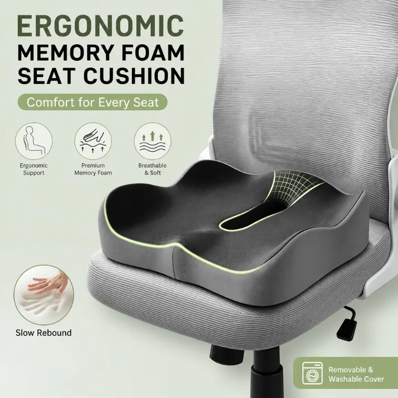 1 Stück 3D ergonomisches Sitzkissen aus Memory-Schaum, orthopädisches Stuhlkissen zur Schmerzlinderung für Büro, Schreibtisch, Stuhl, Autositz, Zuhause, Reisen