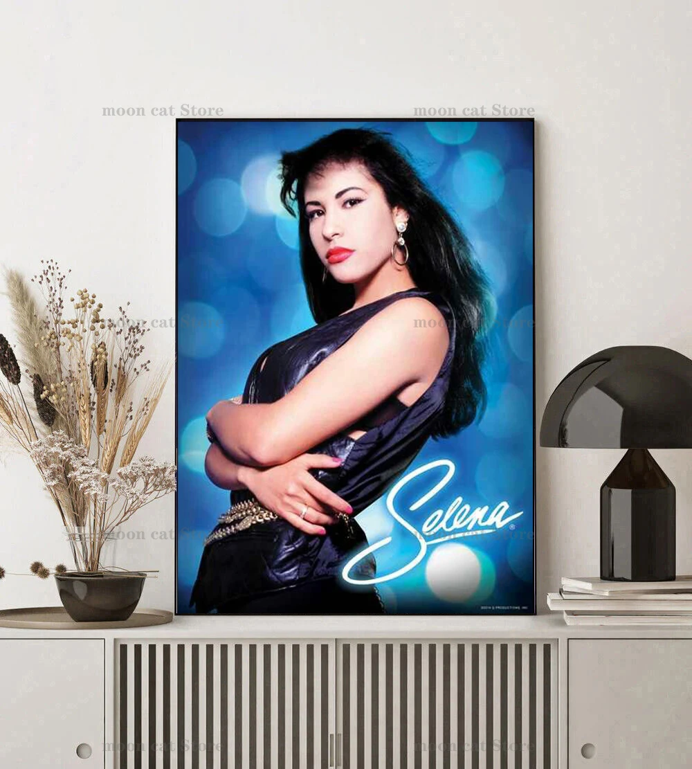 المغني سيلينا Quintanilla صورة صورة وقعت المشارك الموسيقى ستار قماش اللوحة الكلاسيكية خمر جدار الفن صور ديكور المنزل #4