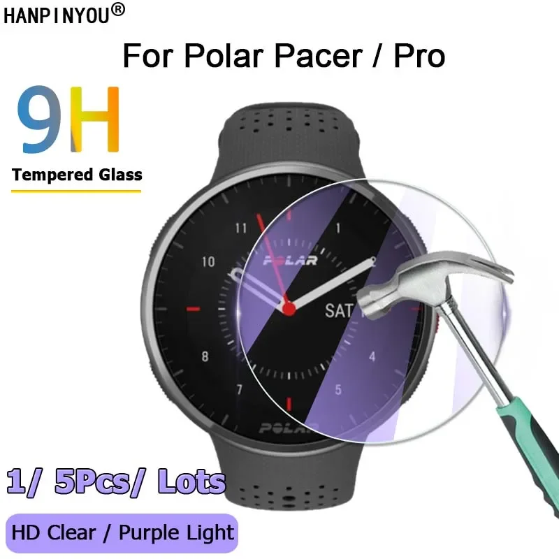 For Polar Pacer / Pro SmartWatch Ultra Slim HD Clear / Anti Purple Light 2.5D 9H Tempered Glass Guard Film Screen Protector