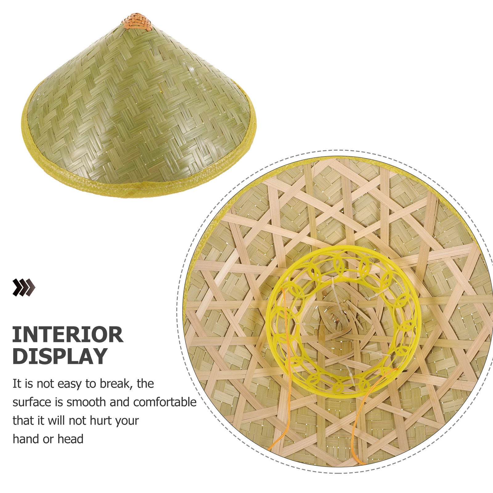 

Bamboo Straw Conical Sunshade for Outdoor Fishing 36CM Durable Retro Chinese Style Bamboo Woven Hat for Women Men Travel Sun Hat